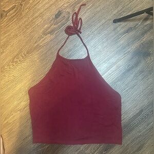 SHEIN Burgundy Halter Tank Top